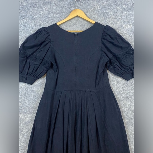 Alphorn Vintage Dress Size EU42/US10 Black Linen Blend Maxi‎ Austria Whimsygoth - Picture 10 of 16